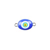Colgante Mal de Ojo de Aleación de Zinc, ojo de malvado, chapado en color de platina, Bricolaje & esmalte & perforado doble, 24x13mm, Vendido por UD