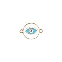 Colgante Mal de Ojo de Aleación de Zinc, ojo de malvado, chapado en color dorado, Bricolaje & esmalte & perforado doble, 21x15mm, Vendido por UD