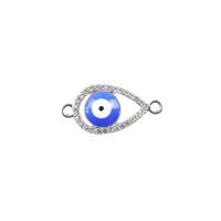 Zinc Alloy Evil Eye Pendant, platinum color plated, DIY & enamel & with rhinestone & double-hole & hollow 