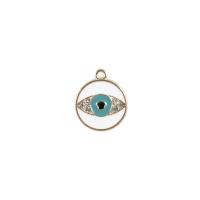 Zinc Alloy Evil Eye Pendant, gold color plated, DIY & enamel & with rhinestone 