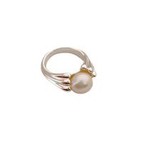 Cultured Freshwater Pearl Finger Ring, Brass, with Freshwater Pearl, 18K gold plated & for woman 
