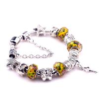 Zinc Alloy European Bracelets, with Crystal, plated & for woman, yellow 