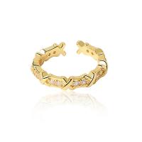 Cubic Zirconia Micro Pave Brass Finger Ring, plated, Adjustable & micro pave cubic zirconia & for woman 