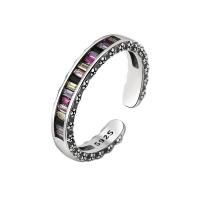 Cubic Zirconia Micro Pave Brass Finger Ring, platinum color plated, Adjustable & micro pave cubic zirconia & for woman, multi-colored 