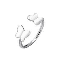 Brass Finger Ring, Butterfly, silver color plated, Adjustable & for woman, silver color 