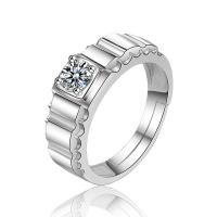 Anilo de dedo de latón, metal, chapado en color de platina, Ajustable & para mujer & con diamantes de imitación, Vendido por UD