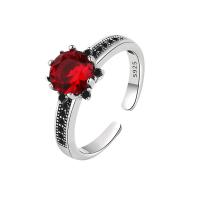 Cubic Zirconia Micro Pave Brass Finger Ring, plated, Adjustable & micro pave cubic zirconia & for woman, red 