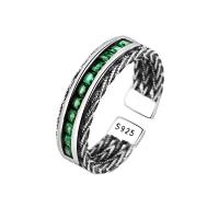Цирконий Micro Pave Латунь палец кольцо, Другое покрытие, Регулируемый & инкрустированное микро кубического циркония & Женский, зеленый, продается PC