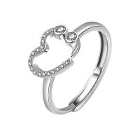 Cubic Zirconia Micro Pave Brass Finger Ring, Heart, plated, Adjustable & micro pave cubic zirconia & for woman & hollow 