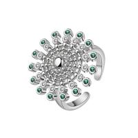Anilo de dedo de latón, metal, chapado, Ajustable & para mujer & con diamantes de imitación, más colores para la opción, Vendido por UD