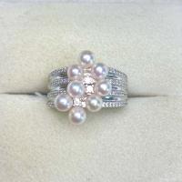 Kultivierten Süßwasser Perle Ring, Natürliche kultivierte Süßwasserperlen, mit Messing, Modeschmuck & für Frau, 3-3.5mm, verkauft von PC