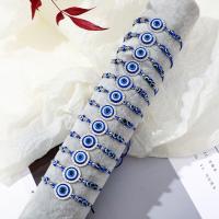 Evil Eye Jewelry Bracelet, Zinc Alloy, with Resin, 12 pieces & Adjustable & fashion jewelry & Unisex & with rhinestone, blue Approx 7.09 Inch 