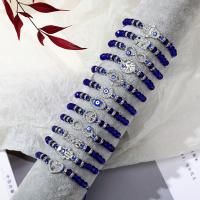 Evil Eye Jewelry Bracelet, Zinc Alloy, with Crystal, 12 pieces & Adjustable & fashion jewelry & Unisex & with rhinestone, blue Approx 7.09 Inch 