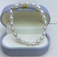 Cultured Freshwater Pearl Brass Bracelet, with Brass, fashion jewelry & for woman, white, 5-6mm Approx 7.5 Inch 
