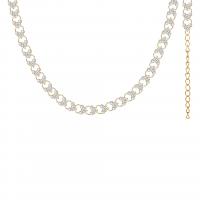 Collar de perlas de plástico, aleación de zinc, con Perlas plásticas, con 2.76inch extender cadena, chapado en color dorado, Joyería & diferentes estilos para la opción & para mujer & con diamantes de imitación, longitud:aproximado 13.5 Inch, Vendido por UD