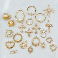Zinc Alloy Hollow Pendants, with Plastic Pearl, gold color plated, DIY Approx 