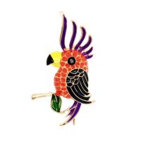 Enamel Brooch, Zinc Alloy, Parrot, gold color plated, for woman, multi-colored 