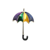 Enamel Brooch, Zinc Alloy, Umbrella, gold color plated, for woman, multi-colored 