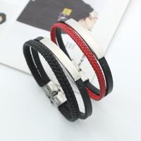 PU Leather Cord Bracelets, Titanium Steel, with PU Leather, fashion jewelry & Unisex Approx 21 cm, Approx 