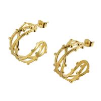 Titanium Steel Earrings, 18K gold plated, fashion jewelry & for woman, golden, 24mm 