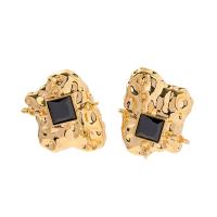 Boucles d'oreilles en laiton zircon cubique, avec zircon cubique, Placage de couleur d'or, bijoux de mode & pour femme, doré Vendu par paire
