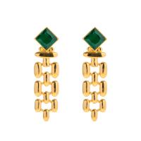 Brass Drop Earring, with Cubic Zirconia, gold color plated, fashion jewelry & for woman 