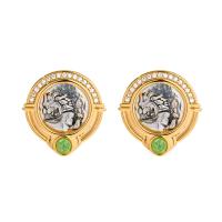 Cubic Zirconia Micro Pave Brass Earring, plated, fashion jewelry & embossed & micro pave cubic zirconia & for woman 
