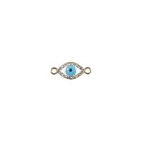 Zinc Alloy Evil Eye Pendant, platinum color plated, DIY & enamel & with rhinestone & double-hole, Random Color 