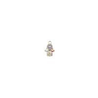 Colgante Mal de Ojo de Aleación de Zinc, El mal de ojo de Hamsa, chapado en color dorado, Bricolaje & esmalte & con diamantes de imitación, 14x20mm, Vendido por UD