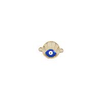 Zinc Alloy Evil Eye Pendant, gold color plated, DIY & enamel & double-hole & hollow 