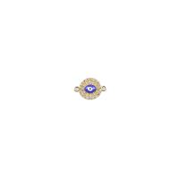 Colgante Mal de Ojo de Aleación de Zinc, ojo de malvado, chapado en color dorado, Bricolaje & esmalte & con diamantes de imitación & perforado doble & hueco, 23x15mm, Vendido por UD