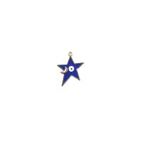 Colgante Mal de Ojo de Aleación de Zinc, Estrella, chapado en color dorado, Bricolaje & patrón de malvado de ojo & esmalte, 24x28mm, Vendido por UD