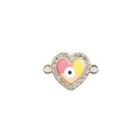 Zinc Alloy Evil Eye Pendant, Heart, plated, DIY & evil eye pattern & enamel & with rhinestone & double-hole 