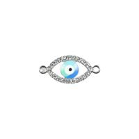 Zinc Alloy Evil Eye Pendant, platinum color plated, DIY & enamel & with rhinestone & double-hole 