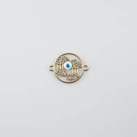 Zinc Alloy Evil Eye Pendant, Lip, gold color plated, DIY & evil eye pattern & enamel & with rhinestone & double-hole & hollow 