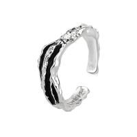 Brass Finger Ring, platinum color plated, Adjustable & for woman & enamel, platinum color 