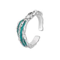 Палец кольцо-латунь, Латунь, Другое покрытие, Регулируемый & Женский & эмаль, серебряный, продается PC