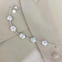 bracelet en laiton de perle d'eau douce cultivée, avec laiton, bijoux de mode & pour femme, blanc Environ 7.5 pouce, Vendu par PC