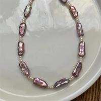 Collier de perles d'eau douce naturelles, perle d'eau douce cultivée, bijoux de mode & pour femme, violet Environ 17 pouce, Vendu par PC