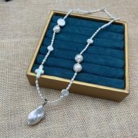 Collier de perles d'eau douce naturelles, perle d'eau douce cultivée, bijoux de mode & pour femme, blanc, 2-3mm Environ 17 pouce, Vendu par PC