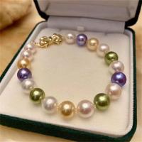 bracelet en laiton de perle d'eau douce cultivée, avec laiton, bijoux de mode & pour femme, multicolore, 7-8mm Environ 7.5 pouce, Vendu par PC