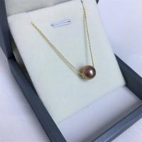 Freshwater Pearl Brass Necklace, with Brass, fashion jewelry & for woman, purple, 9-10mm Approx 17 Inch 