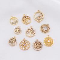 Cubic Zirconia (CZ) Zinc Alloy Pendants, Brass, gold color plated, DIY & micro pave cubic zirconia & hollow Approx 