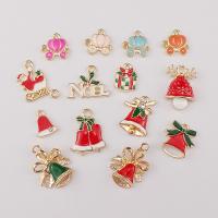 Zinc Alloy Christmas Pendants, gold color plated, DIY & enamel & with rhinestone Approx 