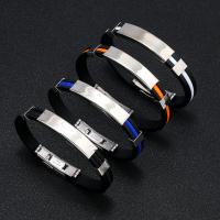 Silicone Stainless Steel Bracelets, Titanium Steel, with Silicone, polished, fashion jewelry & for man Approx 21 cm 
