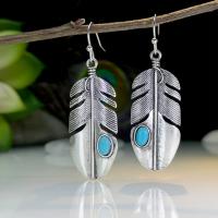Zinc Alloy Drop Earring, with Gemstone, antique silver color plated, fashion jewelry & for woman 