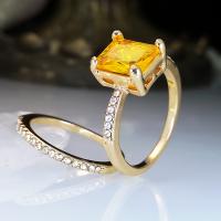 ラインス トーン亜鉛合金指のリング, 亜鉛合金, 2個 & 異なるサイズの選択 & マイクロパヴェジルコニア & 女性用 & ライン石のある, 金色, 売り手 セット