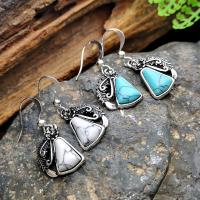 Turquoise Drop Earring, Zinc Alloy, with turquoise, antique silver color plated, fashion jewelry & for woman 
