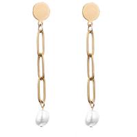Freshwater Pearl Drop Earring, 304 Stainless Steel, with Freshwater Pearl, fashion jewelry & for woman 
