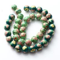 Kunstdruck Porzellan Perlen, DIY, keine, 13x13x13mm, Bohrung:ca. 1mm, Länge:ca. 9.5 ZollInch, 20PCs/Strang, verkauft von Strang